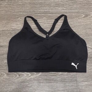 Puma Women's Black Sports Bra with White Logo